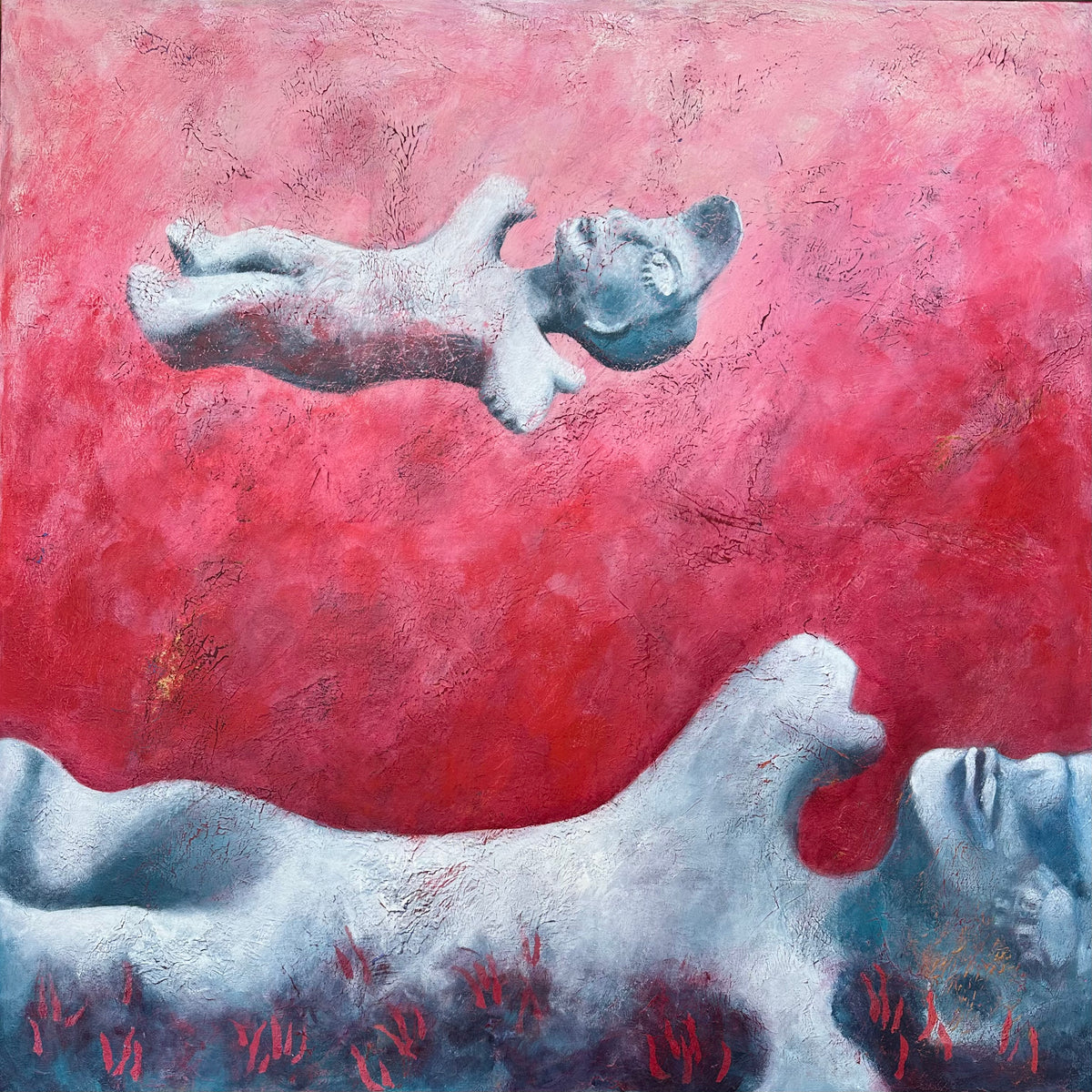 Beyond the Body, original acrylic painting by Tanja Gammeljord exploring identity, the body and inner transformation through symbolic figurative imagery.